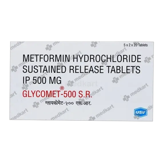 glycomet sr 500mg tablet 20's